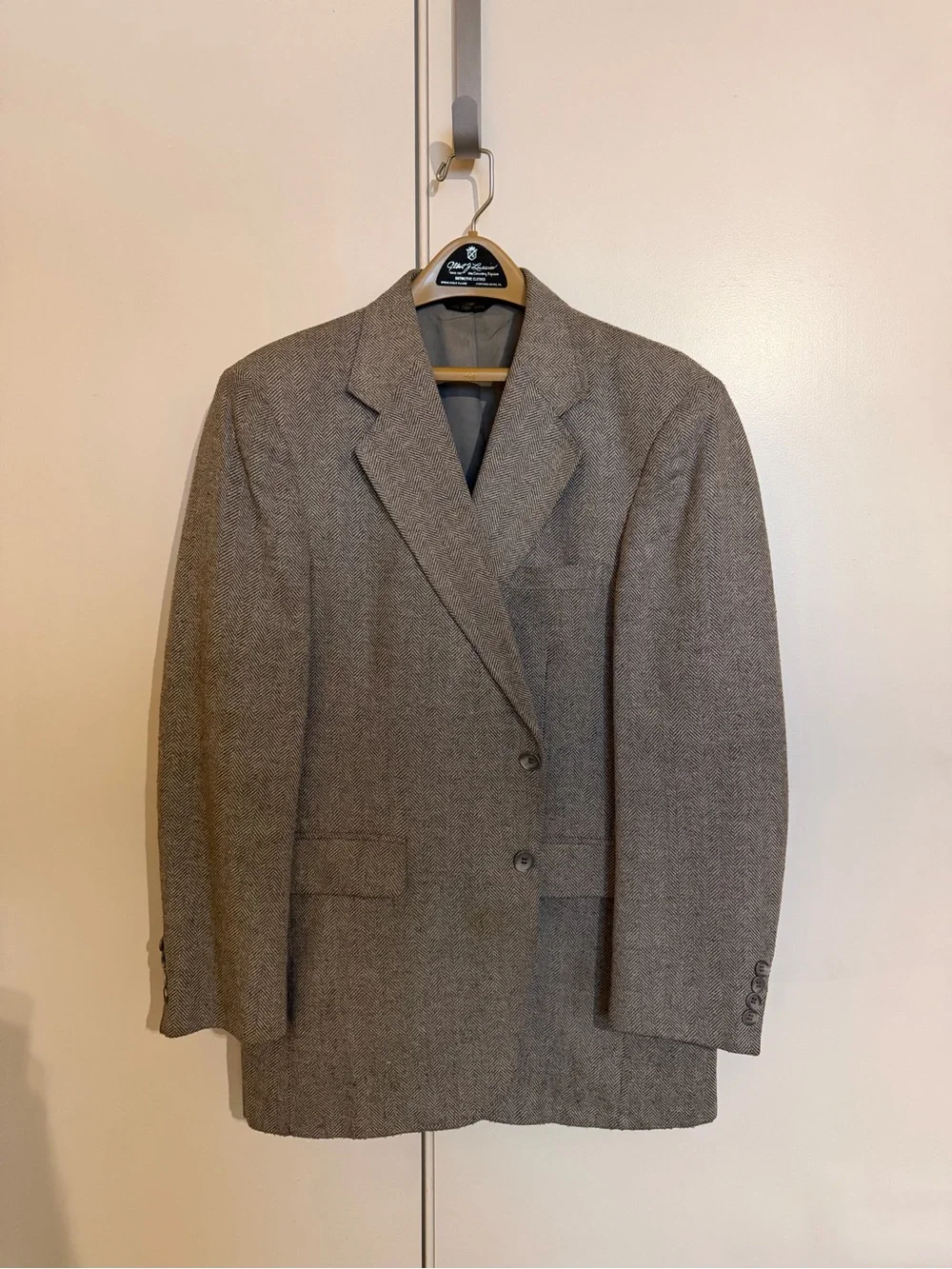 Men's Tweed Sport Coat - Neutral Gray Brown Herringbone